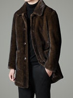 Manteau ample pour homme en vison doré, nouvelle collection automne-hiver, double face réversible, en velours et fourrure, col rabattu, revers une pièce, mi-longueur