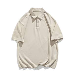 Polo d'été confortable et respirant pour homme de 300 g/m² pour l'été, couleur unie, revers simple, anti-boulochage, motif imprimé, coupe ample. - Product Image 1