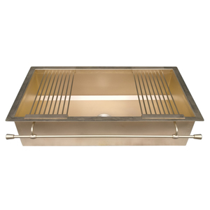 Évier de cuisine moderne personnalisé à <span class=keywords><strong>cuvette</strong></span> unique en laiton Tablier multifonctionnel fait à la main Finition dorée Caractéristiques Robinet Nombre Trous Un - Product Image 5