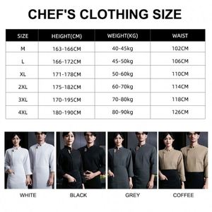 Uniformes de Cocina para Hombres, Camisas de Trabajo, Ropa de Chef, Uniformes para Restaurantes y Bares, Chaqueta de Chef - Product Image 3