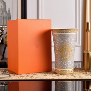 Vasi in <span class=keywords><strong>Ceramica</strong></span> Dorata Stile Europeo con Marchio H per Fiori e Piante Verdi, Decorazione Casa - Product Image 1