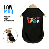 Débardeur en polyester coloré à motif cœur et patte pour chien, noir, sans manches, mignon, pour l'été, vêtements pour chiens, chiots et chatons
