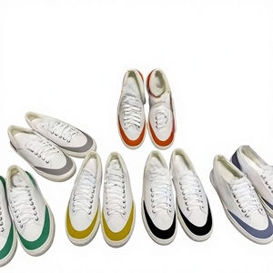 Men <b>White</b> Low Top Casual Sneakers with Multi Color Contrast Toe <b>Lace</b> Up Daily Street Shoes - Product Image 1