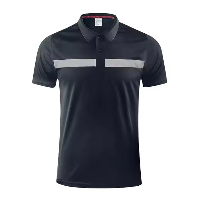 Custom Quick-drying Solid Color Reflective Strip POLO Shirt Work Clothes Breathable Men's Loose Short-sleeved POLO Shirt