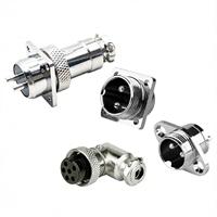 Connecteur circulaire robuste GX20 à montage sur panneau avec bride, boîtier métallique, 10A, fiche aviation pour équipement de soudage à l'arc
