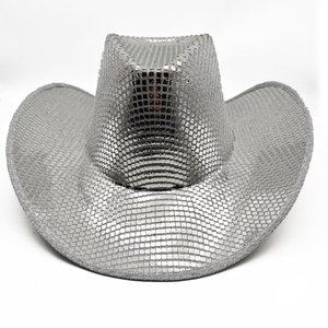 Sombrero Vaquero Plateado con Lentejuelas Brillantes, Accesorio <span class=keywords><strong>de</strong></span> Disfraz para Festivales, Fiestas, Moda Y2K, Accesorios para Actuaciones, Estilo Occidental, Discoteca - Product Image 5