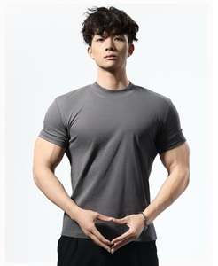 T-Shirt Fitness 65% Cotone 35% Poliestere, Asciugatura Rapida, Abbigliamento Sportivo a Maniche Corte, Maglietta <span class=keywords><strong>da</strong></span> Allenamento e Corsa per <span class=keywords><strong>Uomo</strong></span> - Product Image 1