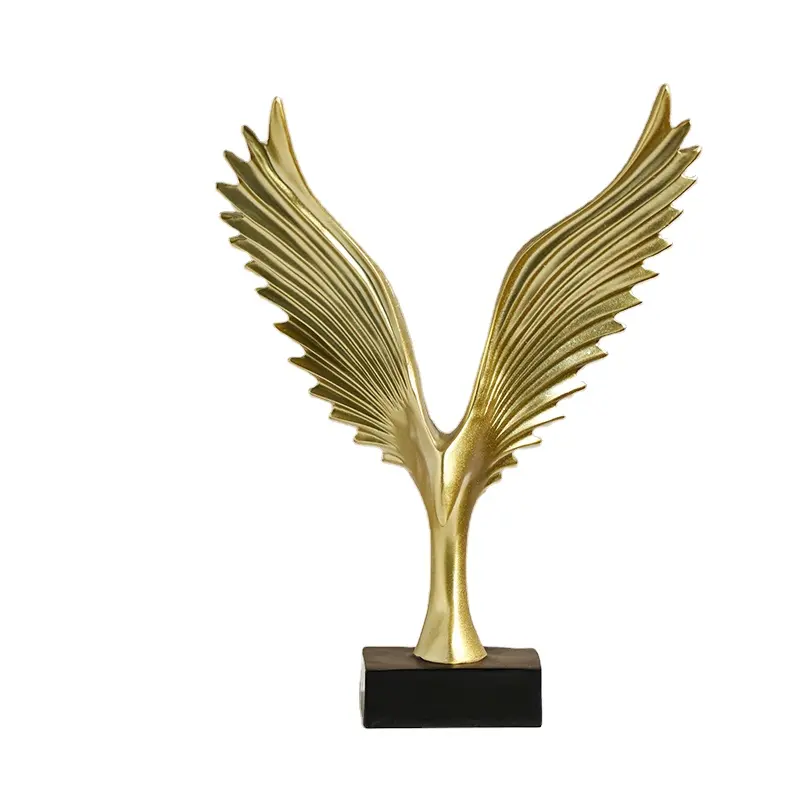 Luz decoración de lujo escultura cobre oro hogar alas especiales decoración regalos artesanías de resina personalizadas
