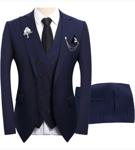 Abito da <span class=keywords><strong>uomo</strong></span> slim-fit a tre pezzi con perline, monopetto, collo a revers, in poliestere, per matrimonio, sposo, testimone o abito da lavoro - Product Image 2