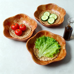 Tazón de Madera Natural de 25 cm (10 Pulgadas) Tejido a Mano, Ecológico, para Ensaladas y Frutas - Product Image 4