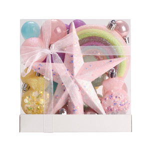 Juego de 40 Adornos Navideños Pastel con Estrella para la Punta del Árbol, Bolas Brillantes y Dulces Arcoíris para Decoración Navideña - Product Image 2
