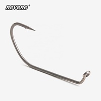 ROVORO 9099 #   Hameçon de pêche en acier à haute teneur en carbone forgé à plat Aberdeen Bass 60 degrés avec revêtement PTFE pour têtes de jig de football