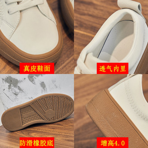 Platform <b>Shoes</b> New Korean Version of Casual Round Toe Lace-up <b>Soft</b> Genuine Leather Style Ladies A3 - Product Image 6