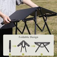 Table de camping pliante portable et étanche avec poteau lumineux, mobilier d'extérieur