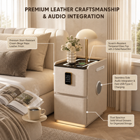 Table de chevet intelligente moderne avec chargeur sans fil, haut-parleur Bluetooth, verrouillage par empreinte digitale, armoire latérale à double tiroir