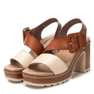 Sandalias de Tacón para Mujer, Cuero Beige, Tacón de 9 cm, Talla 40, Estilo Plataforma - Product Image 4