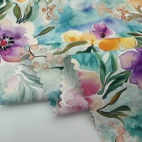 Tissu en Lin 100% Tissé Écologique en Promotion – Motif Floral Imprimé Numérique Vibrant Grandes Fleurs Doux et Respirant pour Robes