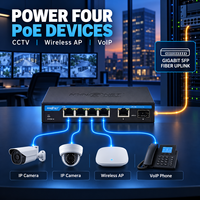 Switch PoE Gigabit 6 ports, 4 ports 802.3af/at 30W avec RJ45 et SFP Uplink pour caméras IP CCTV