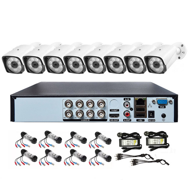 Face Detection Analog CCTV System 2MP 5MP AHD Camera 1080P 8CH DVR Set