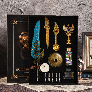 Set <span class=keywords><strong>de</strong></span> Pluma <span class=keywords><strong>de</strong></span> Inmersión Steampunk con Diseño <span class=keywords><strong>de</strong></span> Engranajes Mecánicos y Pluma <span class=keywords><strong>de</strong></span> Pluma <span class=keywords><strong>de</strong></span> Ángel, Kit <span class=keywords><strong>de</strong></span> Caligrafía Retro <span class=keywords><strong>de</strong></span> Lujo, Caja <span class=keywords><strong>de</strong></span> Regalo para Diario Personal y Regalos Empresariales - Product Image 2