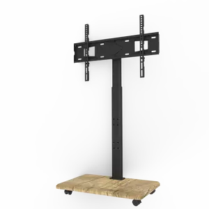 Регулируемая высота с поворотным и деревянным основанием напольная подставка для телевизора с колесами для мобильного телевизора или 32-70-дюймовый ЖК-Телевизор