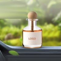 50ML fantaisie voiture diffuseur bouteilles en gros personnalisé avec couvercles en bois vide clair décor à la maison Reed diffuseur bouteilles en verre