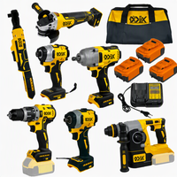 Kit d'outils électriques en acier inoxydable 20V, 5 pièces, avec batterie 5.0Ah, compact et léger pour une portabilité facile et une longue autonomie