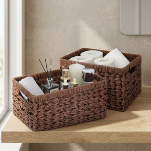 Cestas de Almacenamiento Rectangulares Rústicas de Mimbre Natural con Asas, Organizador Multiusos - Product Image 4