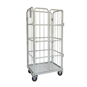 Penyimpanan kargo industri empat roda gulungan keranjang troli keranjang logam lipat galvanis troli Platform lipat gudang logam - Product Image 1