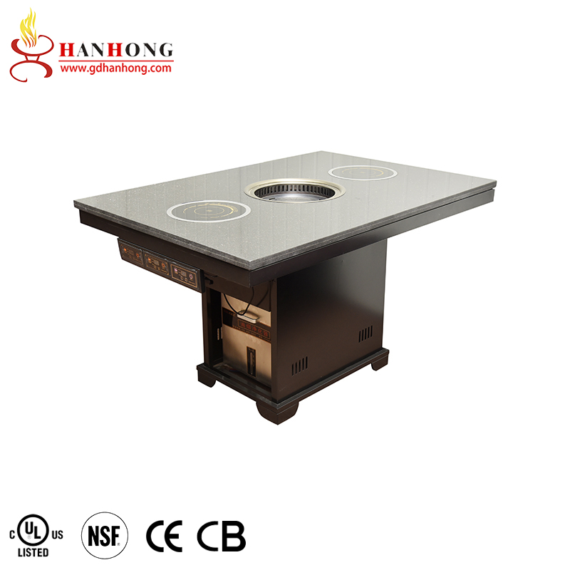 Оборудование для ресторана, квадратный стол для горячего горшка, мраморный обеденный стол для горячего горшка