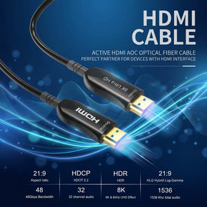 Cable <span class=keywords><strong>HDMI</strong></span> <span class=keywords><strong>AOC</strong></span> <span class=keywords><strong>2.1</strong></span> de 8K al por Mayor de Fábrica, 48 Gbps, Larga Distancia, 5 m, 10 m, 20 m, 30 m, 50 m, Cable <span class=keywords><strong>HDMI</strong></span> Óptico Activo EARC de Aleación de Zinc - Product Image 2