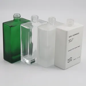 Rectangle Glass Bottle Dropper 30ml 50ml 100ml Box Packaging Square Cosmetic Package Drpooer Bottles