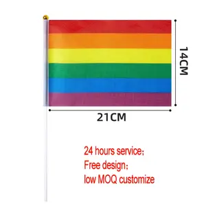 HanDa Cheap Stock Rainbow String Rope Bunting Flag Digital Printed Rainbow Flag