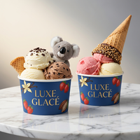 Gobelets en papier personnalisés OEM/ODM imprimés, de qualité alimentaire, jetables, pour desserts, crèmes glacées, yaourts glacés, gelatos, vente en gros à emporter