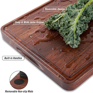 Planche à découper en noyer noir pour la cuisine et la décoration intérieure, épaisseur 1 pouce, planche <span class=keywords><strong>de</strong></span> boucher en bois avec rainure latérale et poignée pour gravure - Product Image 2