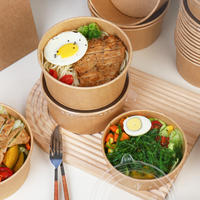 Bols à emporter robustes en papier kraft biodégradable de qualité alimentaire 500ml 750ml 1000ml pour nouilles, pâtes, salades et collations
