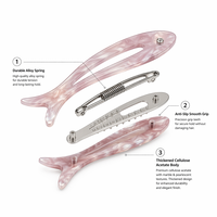 Pinces à cheveux personnalisées en acétate en forme de poisson mignon, pinces à bec de canard à motif animal marbré, pinces à cheveux vintage, vente en gros de pinces à cheveux tendance