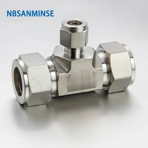 NBSANMINSE Conector en T de compresión de acero inoxidable 316 para tuberías neumáticas de agua y aceite, resistente a la corrosión a alta presión - Product Image 1