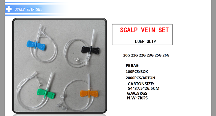 Suministros de infusión médica para uso hospitalario 20/21/22/23/24/25/26G Conjunto de aguja de mariposa estéril desechable para vena del cuero cabelludo