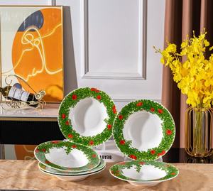 Assiettes à dîner en porcelaine fine de haute qualité, en forme de fleur, avec finition émaillée, non toxiques, lot de 6 pièces pour hôtels et événements - Product Image 1