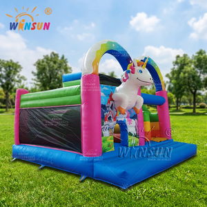 ปราสาทลมยูนิคอร์นขนาดใหญ่ WINSUN ของเล่นเป่าลมยูนิคอร์น แทรมโพลีนเป่าลมยูนิคอร์น - Product Image 1