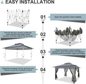 Gazebo de jardin <span class=keywords><strong>12x12</strong></span>, tente pliante avec moustiquaire et sacs de sable en solde - Product Image 4