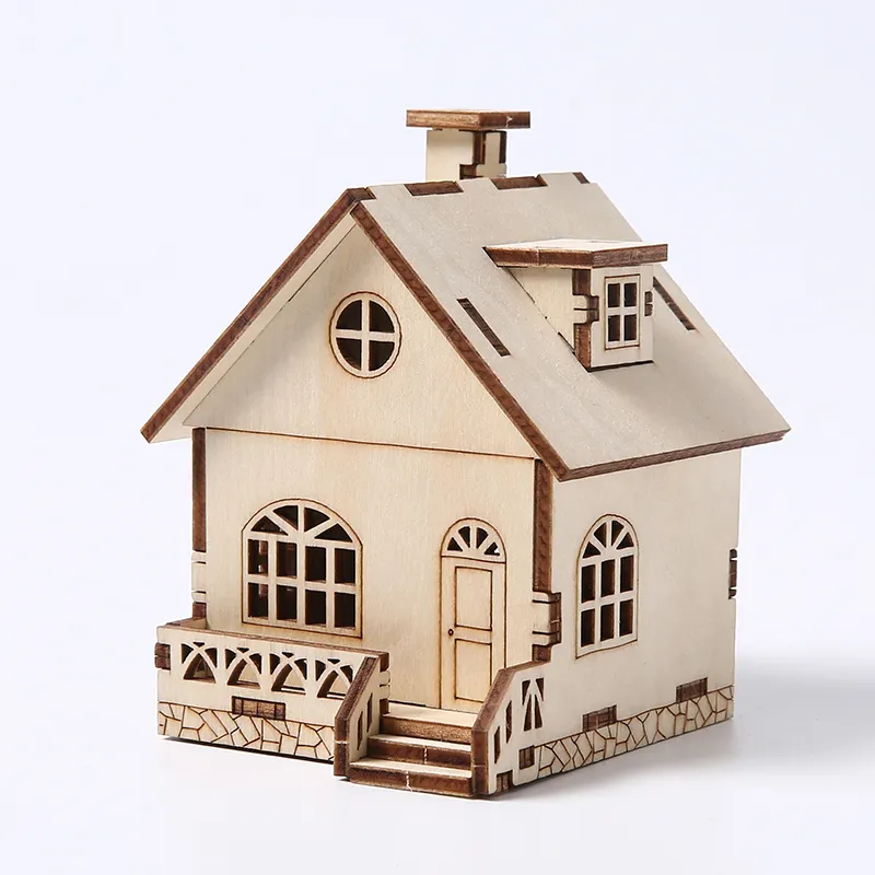DIY Holz puzzle 3d kleines Haus Modell Holz puzzle Lernspiel zeug
