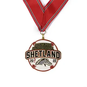 Factory Customize Design Zinc Alloy Award Souvenir Craft Metal Running Football Medals With Ribbon
