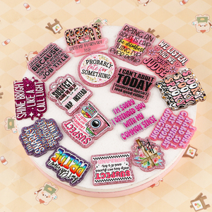 Custom Acrylic Plastic Glitter Designer Charms Retractable Badge Reel with No <b>Holder</b> Badge <b>Holder</b> & Accessories - Product Image 1