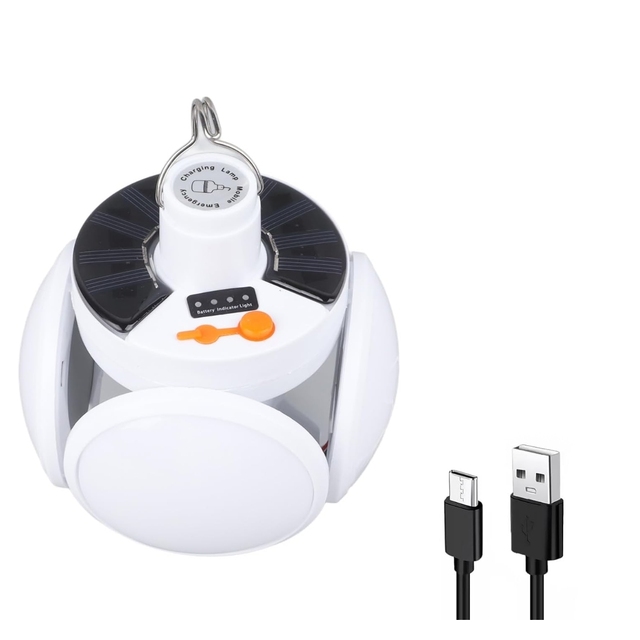 USB Rechargeable Camping Lantern Hook LED Garden Outdoor IP55 Waterproof Emergency Solar Light ABS Body