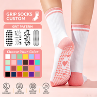 Chaussettes de yoga et de Pilates en coton de haute qualité Juncai Ballerina Logo pour femmes, avec grip et broderie, personnalisables
