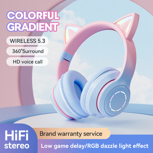 Cheap BT 5.0 Audifonos Gamer Wireless Gaming Headsets Cat Ear <strong>Cute</strong> Headphones for Girls Auriculares Bluetooth <strong>Earphones</strong> - Product Image 3