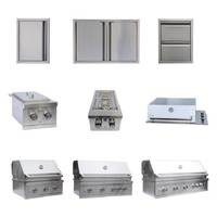 Barbecue à gaz encastrable Worldful en acier inoxydable de haute qualité, quatre brûleurs 4x12 000 BTU, lumières LED, rôtissoire, allumage piézoélectrique