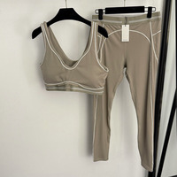 Ensemble de yoga sans couture pour femme, léger, tenue de sport 2 pièces, soutien-gorge de sport, leggings, ceinture, dentelle, logo personnalisé